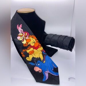 Disney Pooh Mens Neck Tie Pooh Eeyore Tigger Tie 100% Polyester Blue Orange-EUC